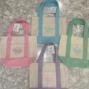 Trader Joe's Canvas Tote Bag Set - Pink, Blue, Green, Purple